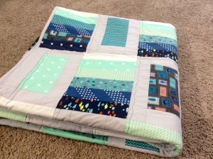 Blue Green Cotton and Steel Quilt