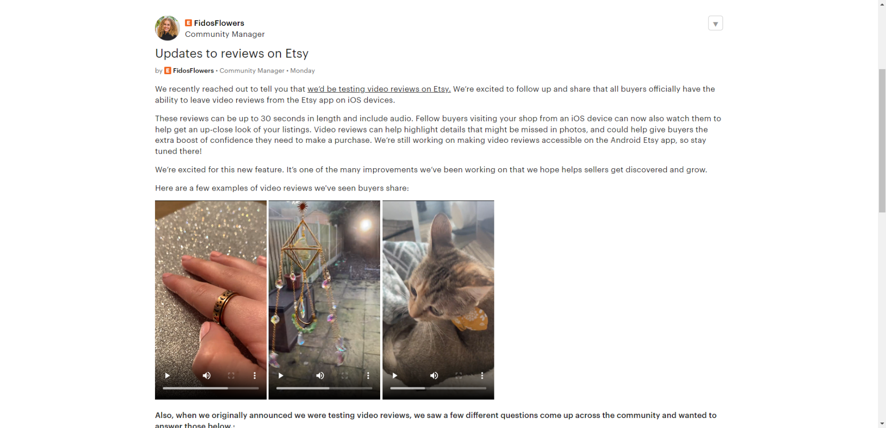 Etsy Shoppers Can Now Leave Video Reviews Who Asked for This Feature??? Sewing Report